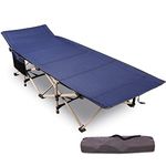 REDCAMP Folding Camping Beds for adults, 28" Extra Wide Heavy Duty Sturdy Camp Bed Portable, Stronge Thicker Tubes Sleeping Cot Outdoor Travel Office (Blue)