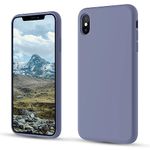 CALOOP Slim-Fit for iPhone X Case,iPhone XS Case,Skin Soft Liquid Silicone,Sturdy Shockproof Hard Frame Cover with Anti-Scratch Microfiber Lining,Robust Full Protection for Screen(Lavender Gray)