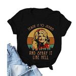 YourTops Women Tease It to Jesus and Spray It Like Hell T-Shirt (1-Black,S)