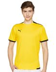 Puma Men's Solid Regular Fit T-Shirt (704917_Cyber Yellow-Black