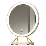 CARME Desktop Vanity Illuminated Makeup Mirror with Touch LED Lights Sensor Dimmable Brightness Lighted Ring Dresser Mirror Gold Frame and Stand (Belle)