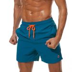 Tansozer Mens Swimming Shorts Swimming Trunks with Pocket Board Shorts Waterproof Quick Dry Beach Shorts Swim Trunks Summer Casual Surf Shorts Mesh Lining Peacock Blue XL