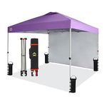 CROWN SHADES 10x10 Pop Up Canopy with 1 Side Wall - Beach Tent with One Push Setup - Outdoor Sun Shade for Events, Parties, Camping - Gazebo with STO-N-Go Cover Bag (Purple)