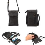 WaitingU Universal Crossbody Cell Phone Bag Multipurpose Soft PU Leather Carrying Cases Wallet Shoulder Pouch Bag for iPhone 6/6S Plus 6/6S Samsung Galaxy Note Series Phones Under 6.2 inchs -Black