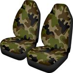 Pehede Seat Covers for Cars Camouflage Seamless Pattern Brown Green Black Front Car Seat Cover Easy to Install Universal for Auto Truck Van SUV 2 Pcs