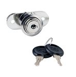 Gedotec Pressure Cylinder Lock Screw-On Lock | 1 Set Lock with Key and Mounting Material for Sliding Doors | Nickel-Plated Steel - D 19 mm | Keyed Alike Including Accessories - Push Lock