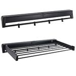 Delysia King Clothes Laundry Drying Rack,Collapsible Wall Mounted Hanger|7 Drying Rods (33-INCH Black)