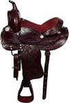 Silverline 12" Premium Leather Western Saddle for Kids, Dark Brown