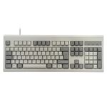 Perixx PERIBOARD-106M, Clavier Style Rétro, Filaire USB Pour Windows - Touches Ergonomiques Incurvées, Couleur Rétro Classique Gris/Blanc, QWERTY Canadien - Français