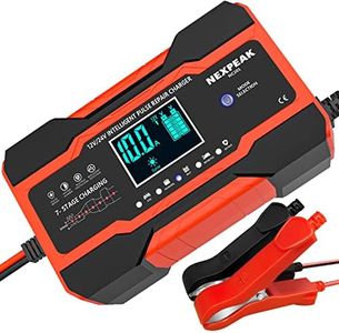 NEXPEAK NC201 10-Amp Battery Charger, Smart Trickle Charger 12V 24V Car Battery Charger Fully Automatic Maintainer Desulfator w/Temp Compensation for Car Truck Lawn Mower Boat Marine Batteries