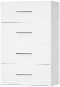 VIZTA Wall-Mounted Wood Closet System Tower with 4 Drawers, 19.5", White