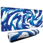 Fluid Pattern XXL Mouse Pad,Super Thick Waterproof Fluid Pattern Large Gaming Mousepad with Stitched Edge,Mouse Computer Desk Accessories,Non-Slip Base Mouse Keyboard Mat 800X400X4mm (Fluid Blue)