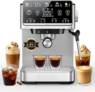 ecozy 4-in-1 Espresso Machine and Coffee Maker Combo with Milk Frother, Cold Brew & Over Ice, Interactive Touch Screen, Stainless Steel, Brezzano Elite Series for Cappuccinos, Lattes, Americanos