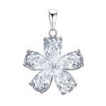 HighSpark 925 Silver Plumeria Flower Solitaire Pendant | 92.5 Sterling Silver and Diamond like Brilliance Sparkling Zirconia | Lovely Gift - Plumeria Flower