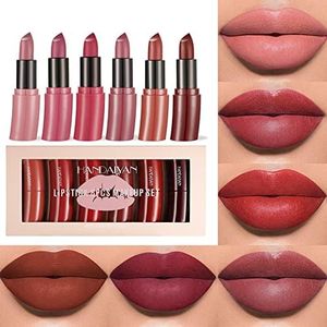 RoseFlower Matte Lipsticks Set 6 Colors Nude Lipstick Velvet Matte Lipstick Tattoo Red Lipstick Long Lasting Waterproof Lip Tint Makeup Set Kit Professional Lip Makeup Gift lipsticks set for Women