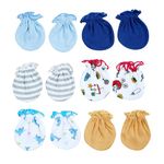 Baby Eli Cotton Newborn Mittens (Picot Wrist) Set of 6 for Baby Boys & Girls | Soft and Cozy Infant Mittens| Unisex Mittens Newborns 0-6 Months | Assorted Baby Gloves for Newborn Babies