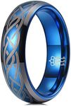 THREE KEYS JEWELRY Mens Rings Unique Blue Tungsten Carbide For Man Laser Celtic Knot Ring 6mm Wedding Band Gifts Bands Rings For Men Size 8.5