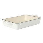 Crock-Pot Artisan 13" Enameled Cast Iron Lasagna Pan, Matte Linen White