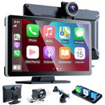 9 Inch Car Stereo with Apple Car Play & Android Auto,Portable Touch Screen Car Player Wireless Car Play Screen with Voice Control, with 4K Front+Rear 1080P Dual Camera Dash Cam (9 Inch+2 Camera)