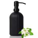 Topsky Glass Soap Dispenser with Black Metal Pump, 400ml Liquid Hand Soap Dispenser, Rustproof Pump for Kitchen & Bathroom, Great for Lotions, Essential Oil, Liquid Soaps Matte Black