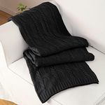 Aormenzy Black Knit Throw Blankets 