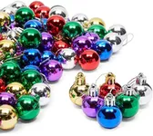 Okuna Outpost Mini Christmas Tree Ball Ornaments, 6 Colors (1.1 x 1.6 in, 96 Pack)