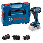 Bosch Professional 18V System Cordless Drill/Driver GSR 18V-90 FC (FlexiClick System, Hard Torque of 64 Nm, brushless Motor, 2-Gear, incl. 1x GFA 18-M, 1x GFA 18-E, 1x GFA 18-W, in L-BOXX)