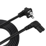 6.6Ft 2 Slot Power Cord for Philips Toshiba LG Sony Sharp Samsung Panasonic Monitor, HDTV, Printer, Laptop,2 Prong Right Angled Plug Universal Replacement Wall Cable