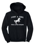 Just a Girl Who Loves Horses Hoodie Horse Gifts Equestrian Horseback Riding Kids Girls Hoodie X-Large Black