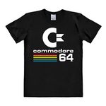 Logoshirt® Commodore - C64 - Logo I Print T-Shirt Men & Women I Black I Licensed Original Design, Size 3XL