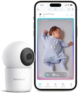 Sense-U AI 2K PTZ Baby Camera Monitor with Sensor-Free Sleep Breathing Movement Detection, Smart Security Indoor Video Camera with Background Audio, Sound Detection, No Monthly Fee, for Peace of Mind
