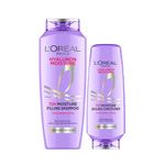 L'Oreal Paris Hyaluron Moisture 72H Filling Shampoo With Hyaluronic Acid for Dry & Dehydrated Hair 340ML + Conditioner 180 mL, Regime Pack of 2