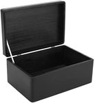 Creative Deco Large Black Wooden Storage Box | 30 x 20 x 14 cm (+/-1 cm) | with Hinged Lid | Gift Box for Christmas Xmas Kitchen Storage | Wood Keepsake Memory Craft Chest