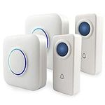 SKYPOINT Expandable Waterproof Wireless Doorbell - Loud Alert System, Multi-Unit Base Starter Kit Includes 2 x Long Range Plug in Receivers and 2 x 100% Waterproof Transmitter Buttons, SBase, White