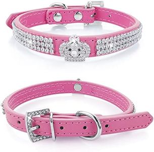 cobee Collar de Perro con Diamantes de imitación, Collar Ajustable para Mascotas de Piel sintética Collar de Perrito Collar de Gato de Cristal para Perros pequeños y Gatos