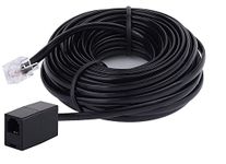 Set of 02 - Premium Quality 25 Feet Each Telephone Extension Cord Jack Black Modular 4-Conductor Line RJ11 Female to RJ11 Male Connector Cable Female to Male RJ11 4-Conductor Line Modulator - Black