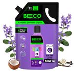 Beco Matic Front Load Liquid Detergent- 2 Litres | Natural Formula for Tough Stain Removal | Lavender & Vanilla Freshness | No Chemical Formula-Retains Clothes Brightness & Shine | 100% Eco-Friendly
