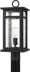 Quoizel Moira Outdoor Post Lantern, 1-Light Earth Black Exterior Fixture, Classic Outdoor Lighting for Walkway, Driveway, Yard
