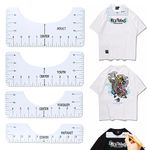 WLLHYF Tshirt-Ruler Guide for Vinyl Alignment 4PCS T Shirt Rulers to Center Designs Craft Sewing Supplies Accessories Tools for Heat Press V-Neck/Round PVC Ruler for Children Youth Adult