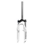 HSQMA 20 Inch Bike Fork BMX Oil Spring Suspension Fork 50mm Travel Extended Head Tube 1-1/8" Straight Front Fork Disc/V Brake QR Manual Lockout (Color : White)