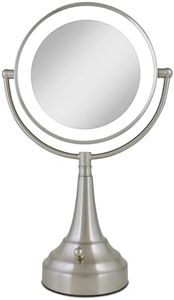 Zadro 10x Mag Next Generation LED Cordless Double Sided Round Vanity Mirror, 11-Inch, Satin Nickel Finish by Zadro