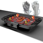 Cultbuzz Electric Barbecue Free Standing Grill Smokeless Portable Adjustable Temperature Control 2000 Watt Indoor And Outdoor Water Filled Drip Tray Removable (Ebbq Silicon Gloves),Black