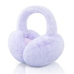 XIAOHAWANG Foldable Ear Muffs Women Winter Fluffy Earmuffs Warm Girls Ear Warmer Soft Outdoor Ear Cover (A-purple)