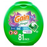 Gain flings Laundry Detergent Soap Pacs, HE Compatible, 81 ct, Long Lasting Scent, Moonlight Breeze