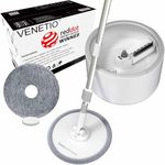 Innowellclean Spin Mop and Bucket Set with Self-Cleaning, Dry, Wet 3-in-1 Water Filtration System | Flat Microfiber Mop for Home & Kitchen Floor Cleaning - Hardwood, Laminate, Tile, Vinyl (2 Pads)