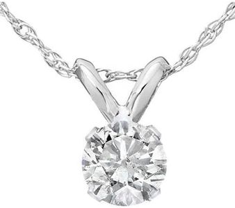 1/3 Ct Diamond Solitaire Pendant Necklace in 14k White Or Yellow Gold