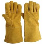 STYLERA Welding 14 Inch Gloves With Extra Padded Palm Leather High Temperature Hot Thermal Work Resistant At 300°C Leather Cut Proof Gaunlets With Kevlar Stitching, Pack Of 1