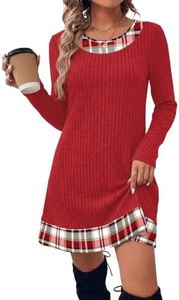 Plus Size Dresses for Women Fall Dress Winter Fashion Elegant Red Plaid 2XL