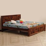 SheeshamCraft SlumberCraft Solid Wood King Size Without Storage Bed with Natural Honey Oak Colour, 12-Month Warranty - 83.1" x 74" x 40" (Natural Honey Oak)