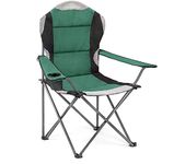 Hyfive Folding Camping Chairs Heavy Duty Luxury Padded with Cup Holder High Back - Green - 1 Chair